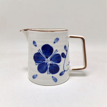 Set cafea pictat manual, albastru și alb, stil japonez, vas filtrant V60, filtru ceramic rezistent la căldură