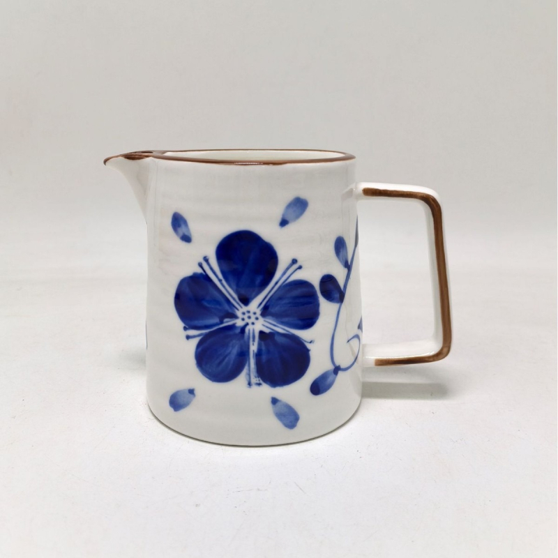 Set cafea pictat manual, albastru și alb, stil japonez, vas filtrant V60, filtru ceramic rezistent la căldură