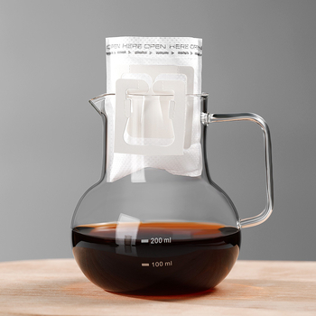 Carafă de cafea din sticlă borosiliată transparentă, 300 ml, cu scară de măsurare și mâner