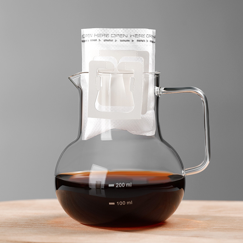 Carafă de cafea din sticlă borosiliată transparentă, 300 ml, cu scară de măsurare și mâner
