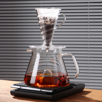 Ibric Hill Glass pentru cafea pour-over, din sticlă borosilicat groasă, rezistentă la temperaturi înalte