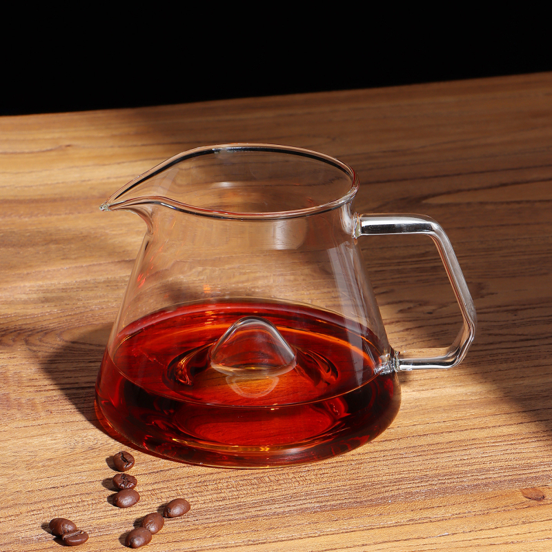 Ibric Hill Glass pentru cafea pour-over, din sticlă borosilicat groasă, rezistentă la temperaturi înalte