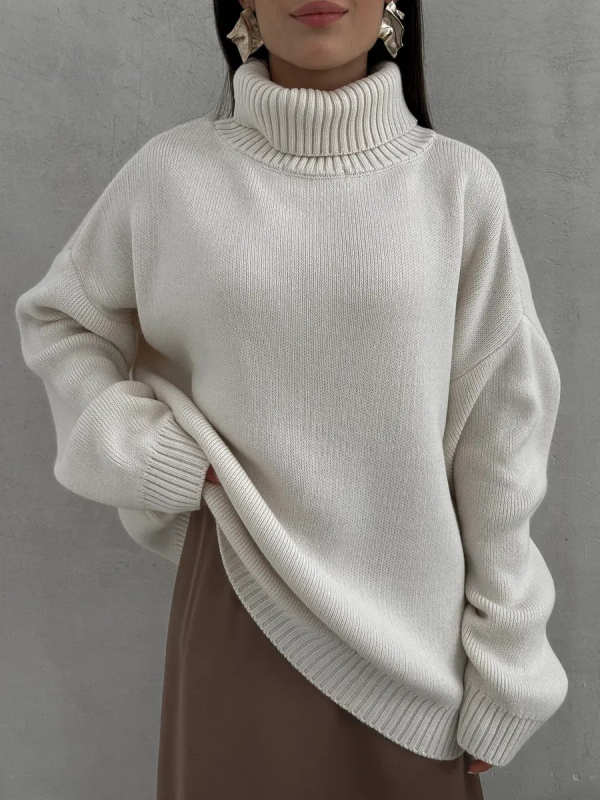 Női oversized kötött felső magas nyakkal, laza szabású, casual