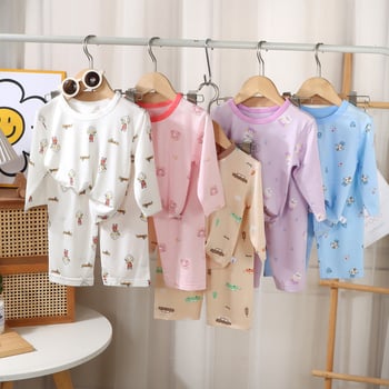 Gyerekeknek szóló modal pizsama készlet, 2025 tavasz, 3/4 ujjas, két részes