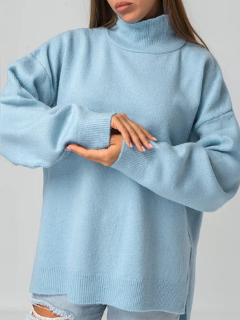 Oversize női pulóver magas nyakú, plusz méret, laza szabású, őszi-téli szezonra
