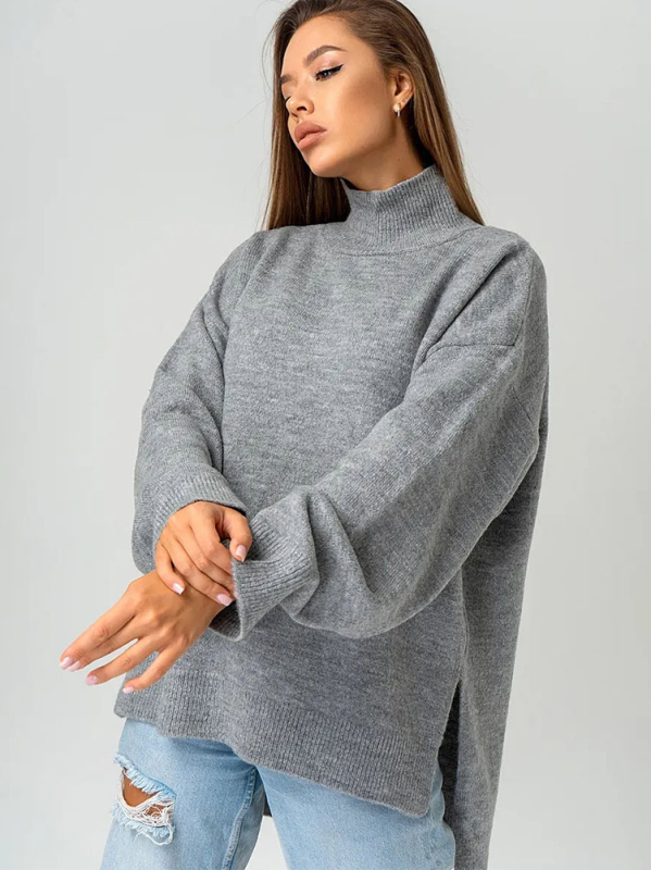 Oversize női pulóver magas nyakú, plusz méret, laza szabású, őszi-téli szezonra