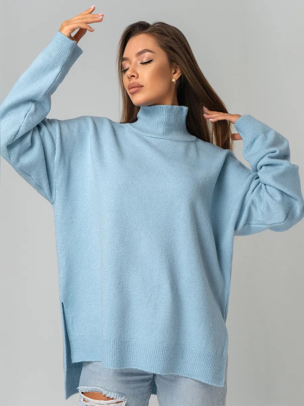 Oversize női pulóver magas nyakú, plusz méret, laza szabású, őszi-téli szezonra