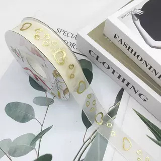Органза лента с позлатено фолио за опаковане на подаръци, украса за рожден ден, декорация за торти и цветя.