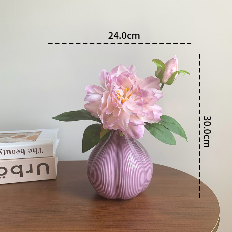 Bujor mov artificial - ornament ceramic pentru sufragerie, decor de birou