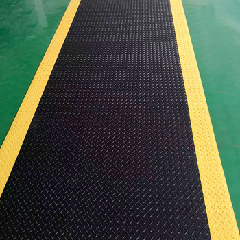 Covoraș antifatigue antistatice cu bază neagră și margine galbenă de avertizare, pentru ateliere industriale, grosime sporită, disponibil în mai multe dimensiuni