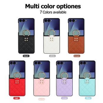 Kućište za telefon za Moto Razr60 i Samsung Galaxy Flip7/6/5/4/3, preklopno s prstenom, zaštita od padova, minimalistička PU koža, ručna izrada