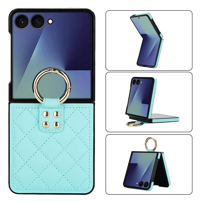 Kućište za telefon za Moto Razr60 i Samsung Galaxy Flip7/6/5/4/3, preklopno s prstenom, zaštita od padova, minimalistička PU koža, ručna izrada