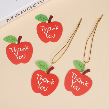 Set etichete de mulțumire și card de cadou, etichetă drăguță pentru cadou, dimensiuni 5,5 × 5 cm, culoare Apple, 100 buc