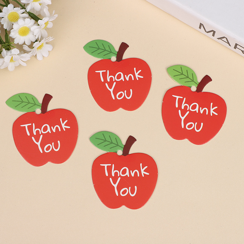 Set etichete de mulțumire și card de cadou, etichetă drăguță pentru cadou, dimensiuni 5,5 × 5 cm, culoare Apple, 100 buc