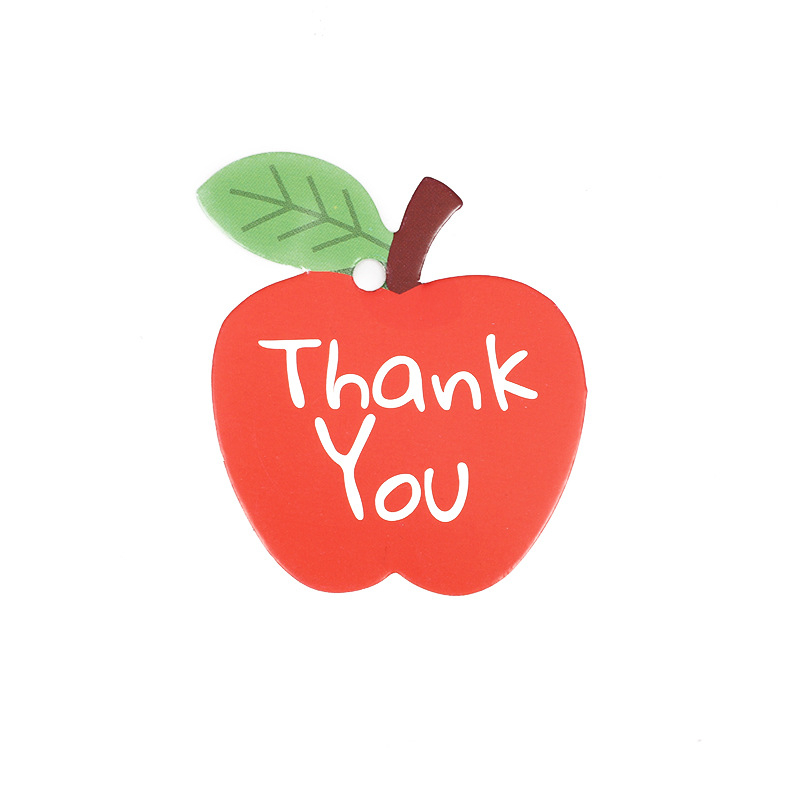 Set etichete de mulțumire și card de cadou, etichetă drăguță pentru cadou, dimensiuni 5,5 × 5 cm, culoare Apple, 100 buc