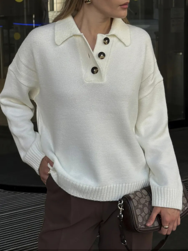 Női oversized pulóver V-nyakú, vastag kötött, ősz-tél, laza szabás