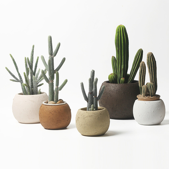 Ghivece ceramice colorate în stil nordic pentru interior cu plante artificiale, pothos și bonsai