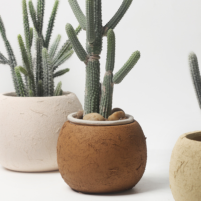Ghivece ceramice colorate în stil nordic pentru interior cu plante artificiale, pothos și bonsai