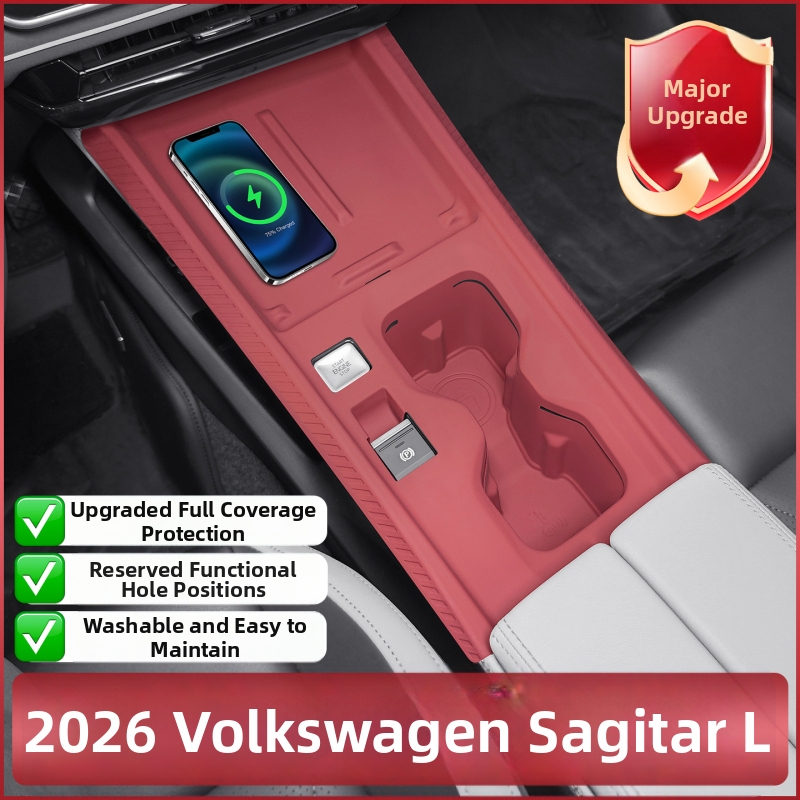 Silikónová podložka stredovej konzoly pre Volkswagen Sagitar L, kompatibilná so 26 modelmi; ochrana zdvíhania okien pri štyroch dverách, protišmykový dekoratívny vnútorný doplnok.