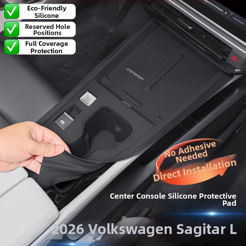 Silikónová podložka stredovej konzoly pre Volkswagen Sagitar L, kompatibilná so 26 modelmi; ochrana zdvíhania okien pri štyroch dverách, protišmykový dekoratívny vnútorný doplnok.