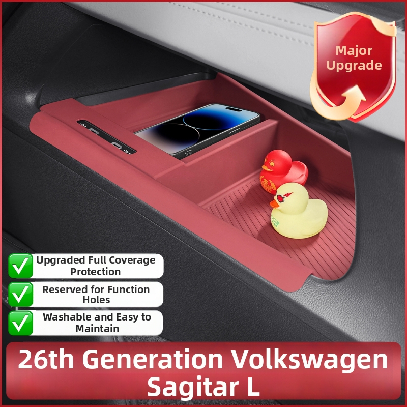 Silikónová podložka stredovej konzoly pre Volkswagen Sagitar L, kompatibilná so 26 modelmi; ochrana zdvíhania okien pri štyroch dverách, protišmykový dekoratívny vnútorný doplnok.