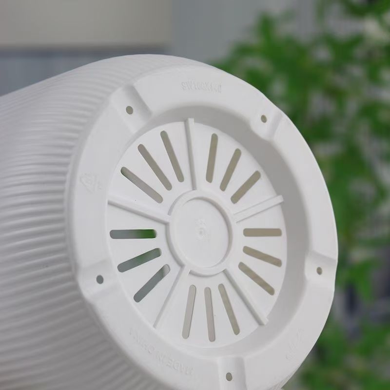 Ghiveci de flori din plastic alb, întărit, în stil nordic minimalist, cu deschidere rotundă și dungi verticale, pentru Pasărea paradisului, potrivit pentru sufragerie și balcon