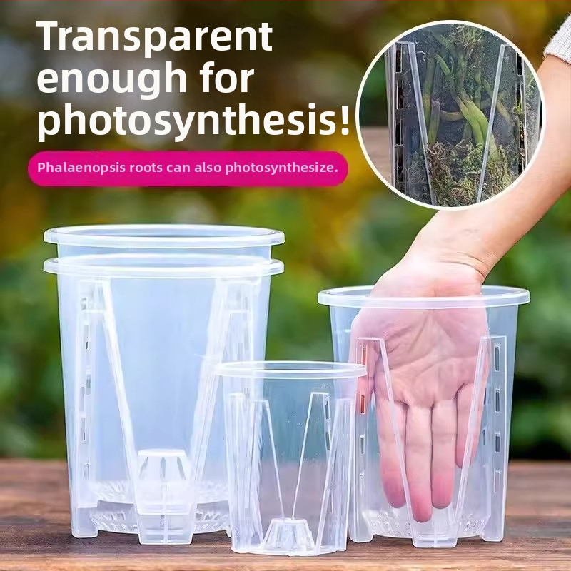 Ghiveci verde transparent pentru orhidee cu controlul rădăcinilor, ghiveci din plastic respirabil perforat pentru Phalaenopsis, mare pentru uz casnic