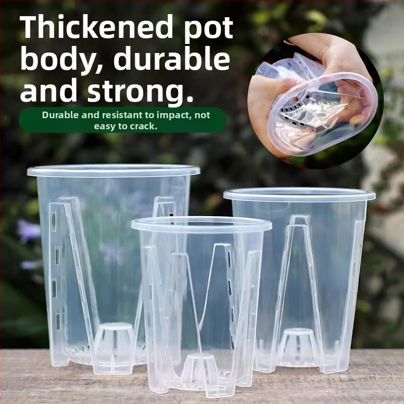 Ghiveci verde transparent pentru orhidee cu controlul rădăcinilor, ghiveci din plastic respirabil perforat pentru Phalaenopsis, mare pentru uz casnic