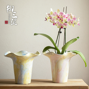 Royal Three Mud vază ceramică pentru orhidee – stil modern minimalist, decor interior pentru birou și casă