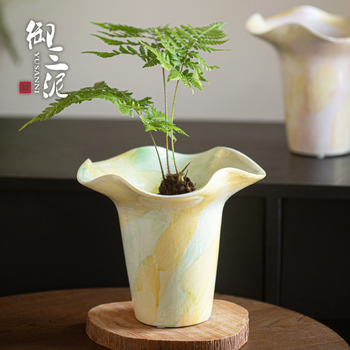 Royal Three Mud vază ceramică pentru orhidee – stil modern minimalist, decor interior pentru birou și casă