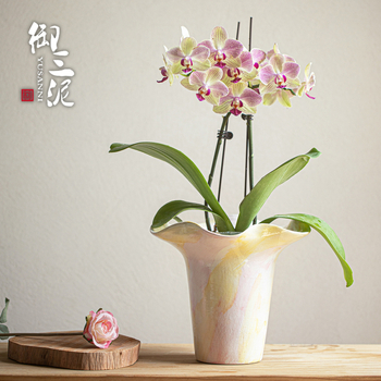 Royal Three Mud vază ceramică pentru orhidee – stil modern minimalist, decor interior pentru birou și casă