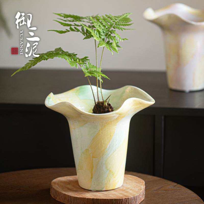 Royal Three Mud vază ceramică pentru orhidee – stil modern minimalist, decor interior pentru birou și casă