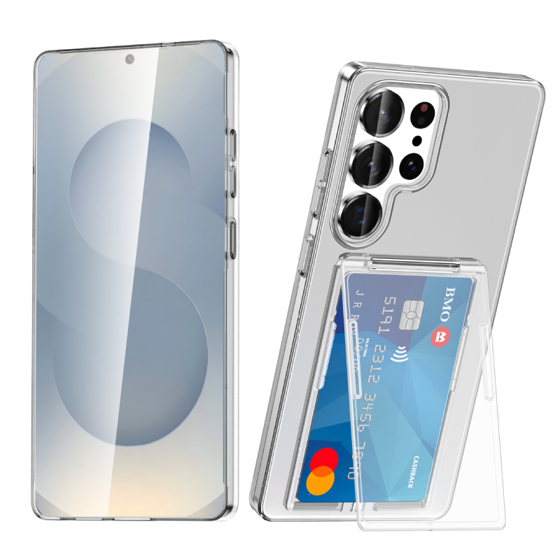 Stražnja maska za Samsung S23/S24/S25 Ultra s držačem kartica i stalkom, utor za karticu, zaštita od padova