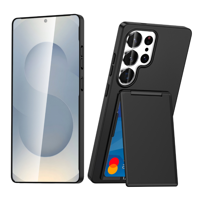 Stražnja maska za Samsung S23/S24/S25 Ultra s držačem kartica i stalkom, utor za karticu, zaštita od padova