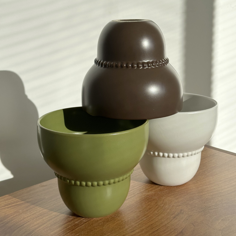 Vas ceramic cu flori, culoare solidă, glazură de înaltă calitate, stil coreean, decor pentru casă