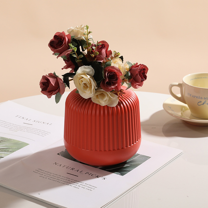 Vas nordic minimalistă – ornament de birou, recipient din plastic pentru flori uscate și proaspete