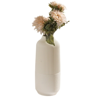 Vază simplă din plastic pentru flori uscate și proaspete, stil nordic minimalist, vază decorativă cu finisaj imitație de glazură, rezistentă la cădere