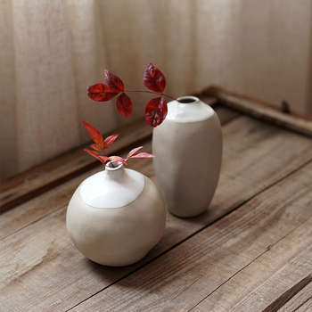 Vază ceramică japoneză în stil Zen pentru flori uscate, decor minimalist de birou