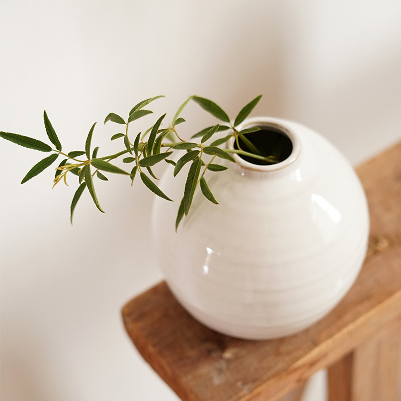 Vază ceramică japoneză în stil Zen pentru flori uscate, decor minimalist de birou