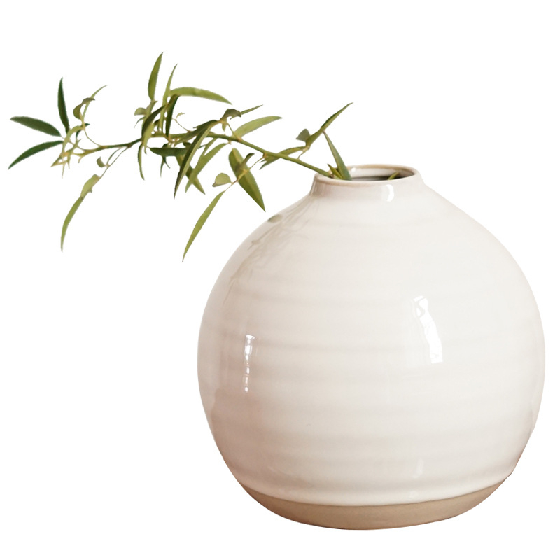 Vază ceramică japoneză în stil Zen pentru flori uscate, decor minimalist de birou