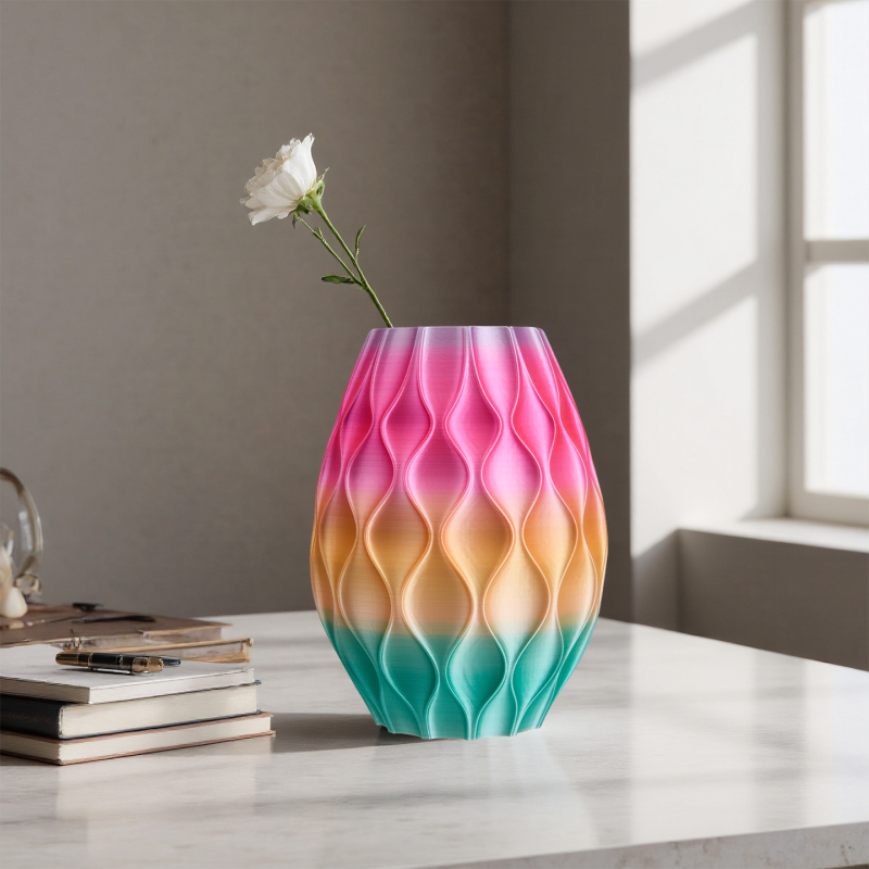 Vază imprimată 3D cu flori uscate și Baby's Breath, ornament hidroponic verde pentru living, decor de masă