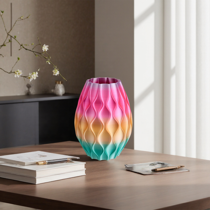 Vază imprimată 3D cu flori uscate și Baby's Breath, ornament hidroponic verde pentru living, decor de masă