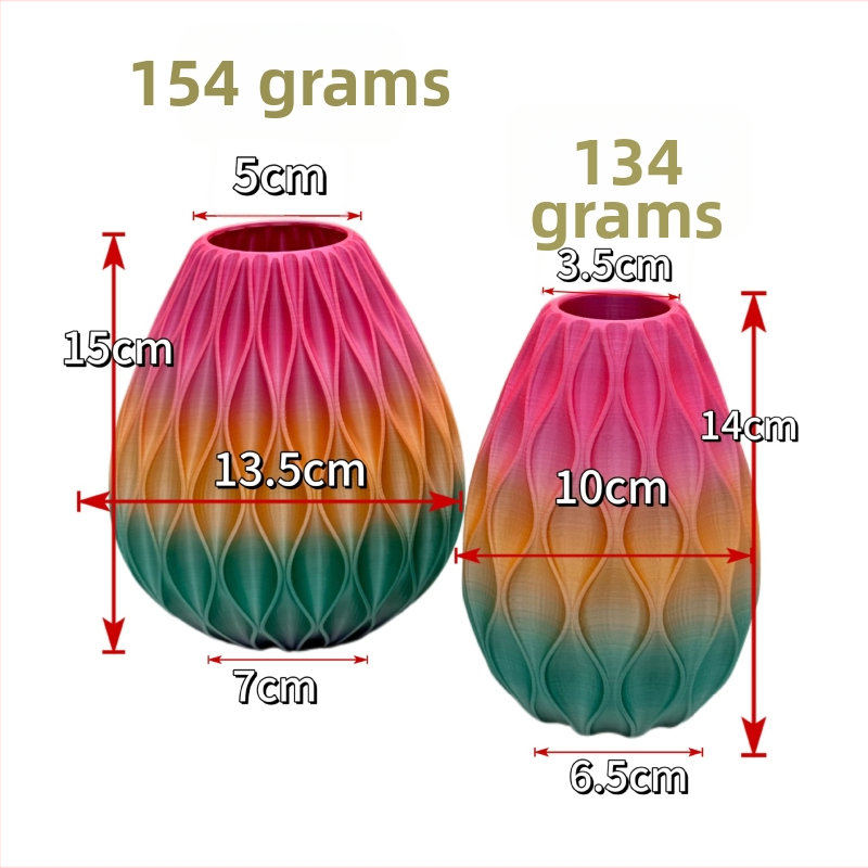 Vază imprimată 3D cu flori uscate și Baby's Breath, ornament hidroponic verde pentru living, decor de masă
