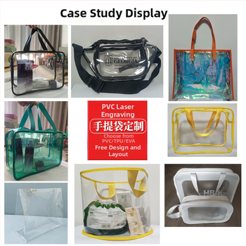 Geantă tote transparentă din PVC, tăiată cu laser, personalizabilă ca suvenir cadou, cu mâner
