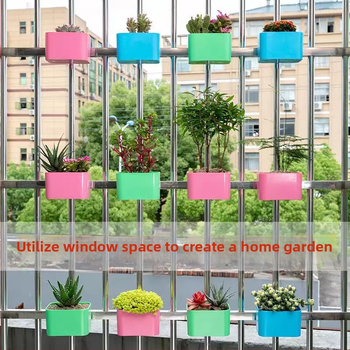 Ghiveci montat pe perete pentru balcon — porțelan glazurat monocrom, cu bază, pentru iederă, plante verzi și suculente
