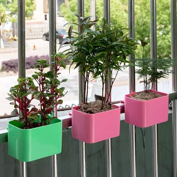 Ghiveci montat pe perete pentru balcon — porțelan glazurat monocrom, cu bază, pentru iederă, plante verzi și suculente