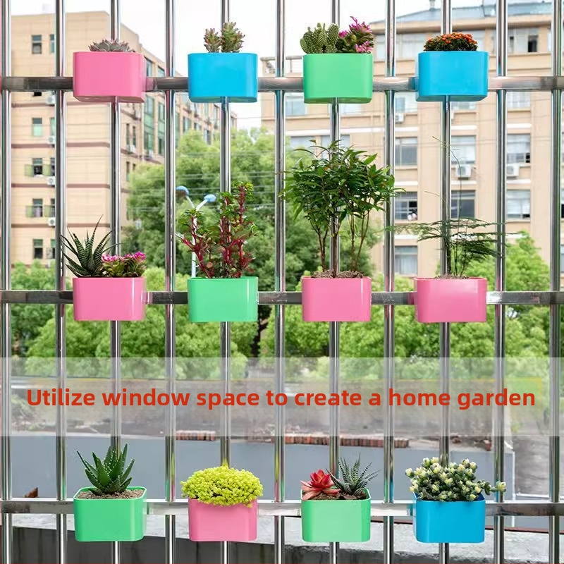Ghiveci montat pe perete pentru balcon — porțelan glazurat monocrom, cu bază, pentru iederă, plante verzi și suculente