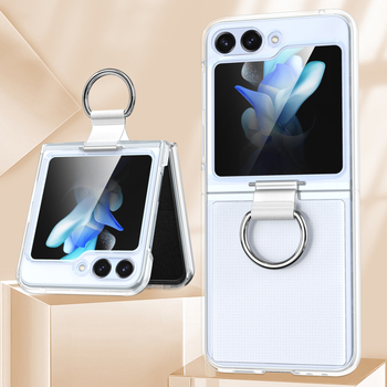 Husă cu inel pentru Samsung Z Flip6, protecție PC pliabilă, husă transparentă durabilă
