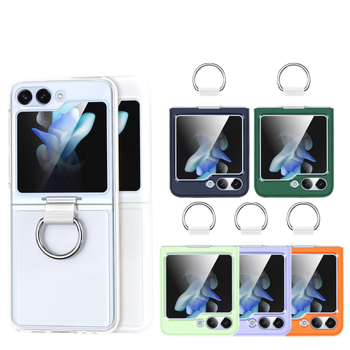 Husă cu inel pentru Samsung Z Flip6, protecție PC pliabilă, husă transparentă durabilă