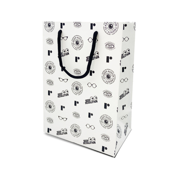 Geantă de hârtie personalizată cu mâner pentru vânzarea cu amănuntul a îmbrăcămintei – pungă de cadouri pentru cumpărături (21x16x8 cm)